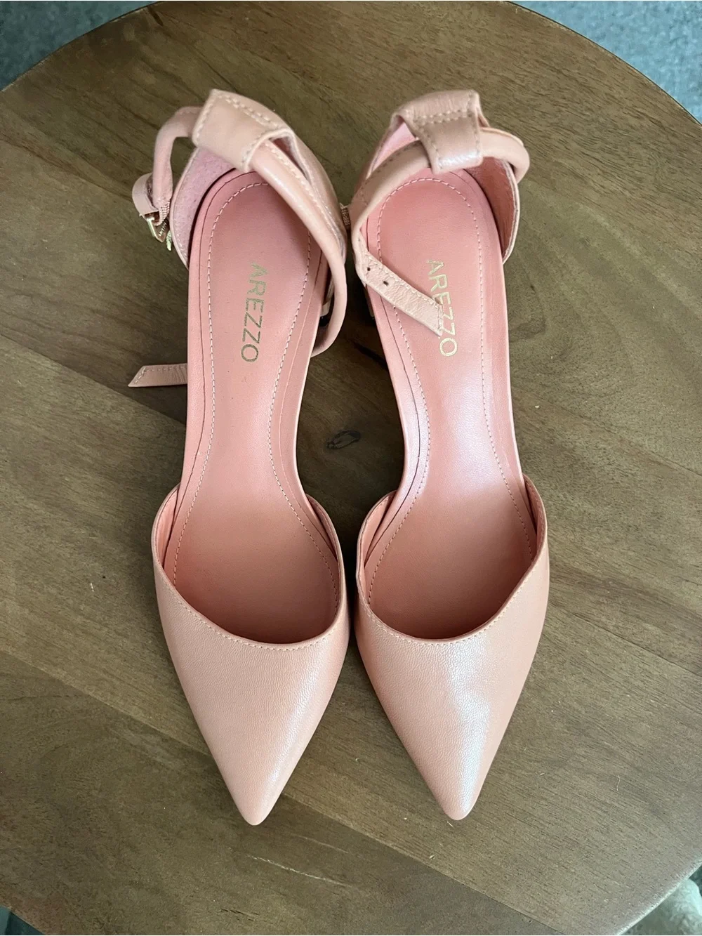 Arezzo Pink Pointed-Toe Ankle-Strap Heels